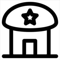A black and white icon of a house with a star on top vector