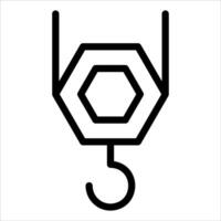 A black and white icon of a hook vector
