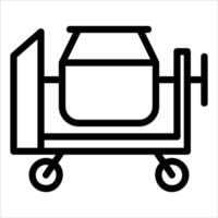 A black and white icon of a cart with a bucket vector
