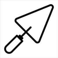 A black and white icon of a tool with a triangle vector