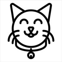 A black and white cat icon with a collar vector