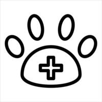 A black and white icon of a paw with a cross vector