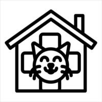 A cat is inside a house icon vector