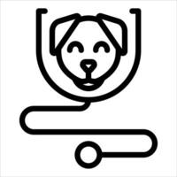 A black and white icon of a dog with a stethoscope vector