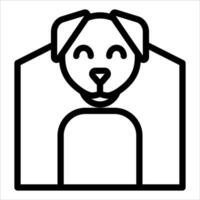 A dog is inside a house outline icon vector