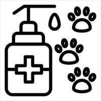A bottle of soap and a paw print icon vector