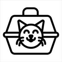 A black and white icon of a cat in a box vector