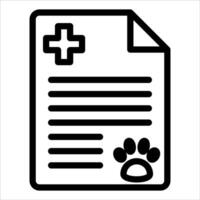 A black and white icon of a document with a paw print vector