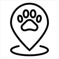 A paw print icon on a map pointer vector