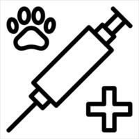 A syringe and a paw with a cross vector