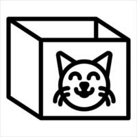 A black and white drawing of a cat inside a box vector