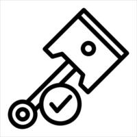 A black and white icon of a wrench and a check mark vector