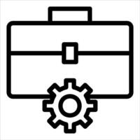 A black and white icon of a toolbox with a gear vector