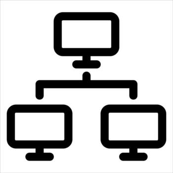 A computer network icon with three monitors vector