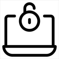 A black and white icon of a laptop with a lock vector