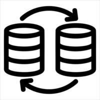 A black and white icon of two stacked data vector