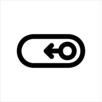 A black and white icon of a button with an arrow pointing to the left vector