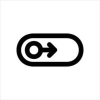 A black and white icon of a button with an arrow vector