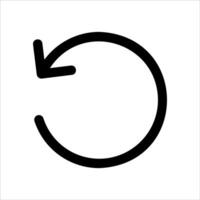 A black and white image of a circular arrow pointing to the left vector