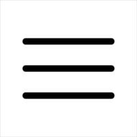 A simple icon of three lines on a white background vector