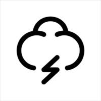 A black and white cloud with a lightning bolt on it vector