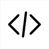 A black and white icon of a code symbol vector