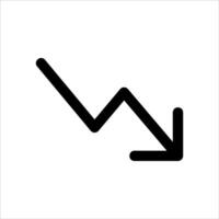 A black and white icon of a downward arrow vector