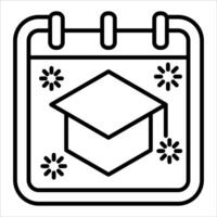 Calendar icon with graduation cap on it vector