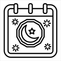 Calendar with moon and stars icon illustration vector