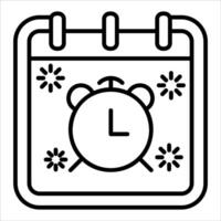 Calendar icon with clock and flowers on a white background vector