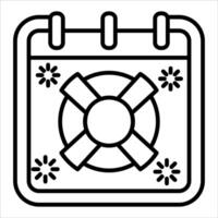 A calendar with a life preserver icon vector
