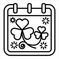 Calendar with shamrock leaves coloring page vector