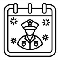 A calendar icon with a police officer in uniform vector