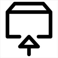 A black and white icon of a box with an arrow pointing to it vector