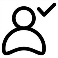 A black and white icon of a person with a tick vector