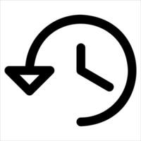 A black and white icon of a clock with a arrow pointing to the right vector