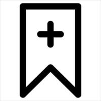 A black and white icon of a ribbon with a cross vector