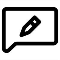 A black and white image of a pen in a speech bubble vector