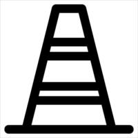 A black and white icon of a traffic cone vector