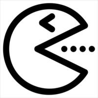 A black and white icon of a pacman game vector