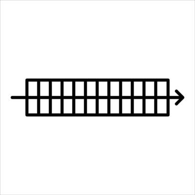 A train track icon on a white background
