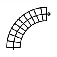 A curved track with a curved arrow pointing to the left vector