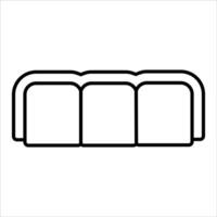A black and white line drawing of a couch vector