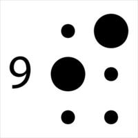 A black and white image of a dot with the number 9 vector