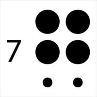 A black and white image of a number seven with three dots vector