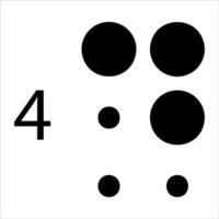 Four dots are shown in a circle with the number four vector