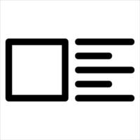 A black and white icon of a square with a line vector