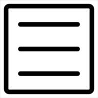 A black and white icon of a square with three lines vector
