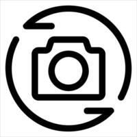 A camera icon in a circle with a white background vector