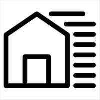 A black and white house icon with a window vector